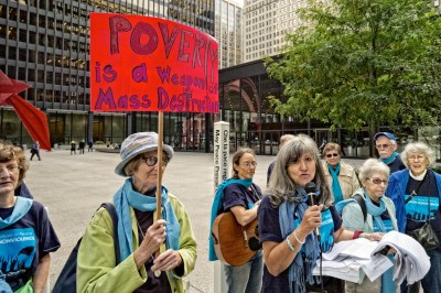 Chicago CNV participants wearing their blue scarves and CNV T-shirts!