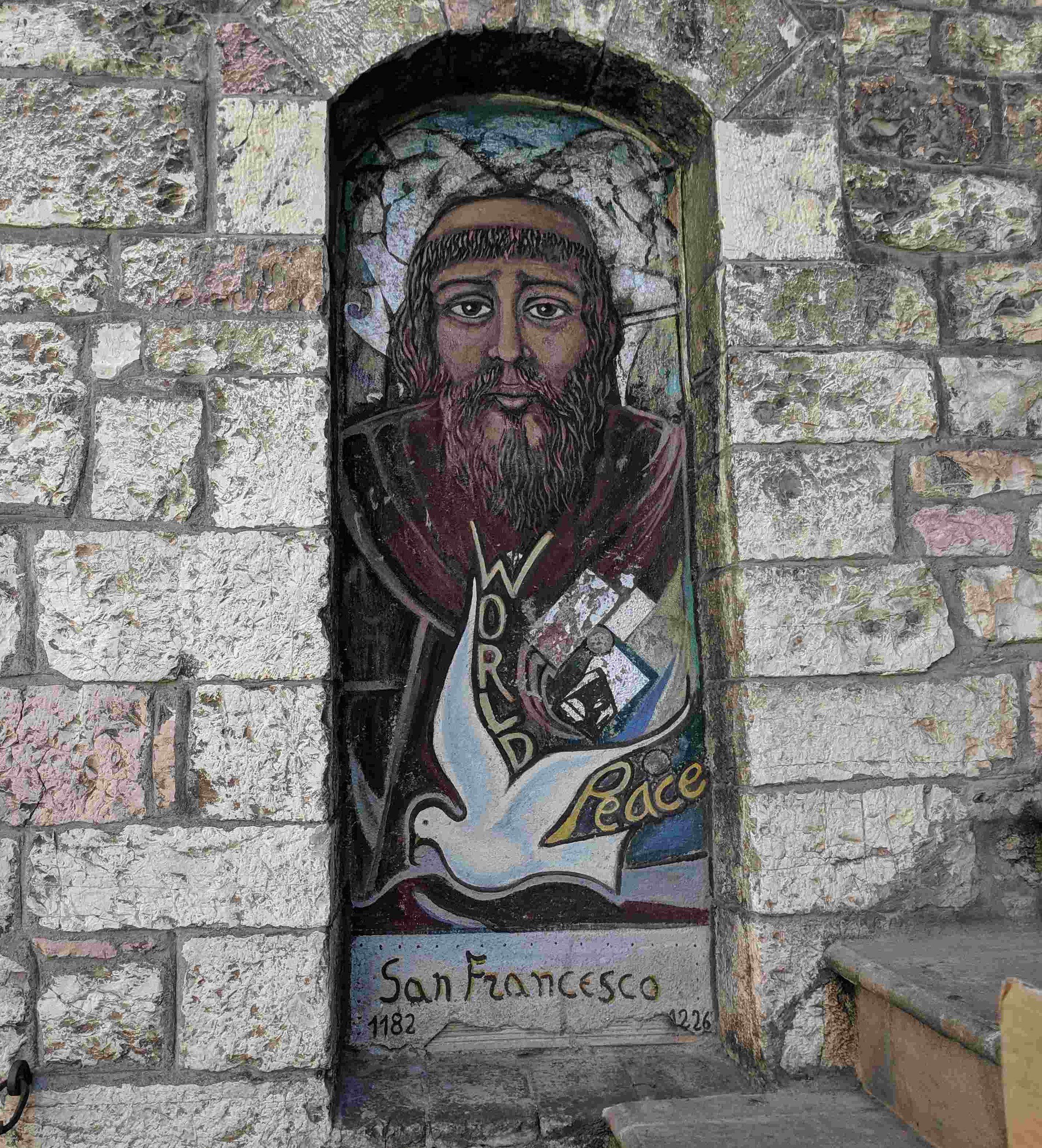A mural of St. Francis in Assisi