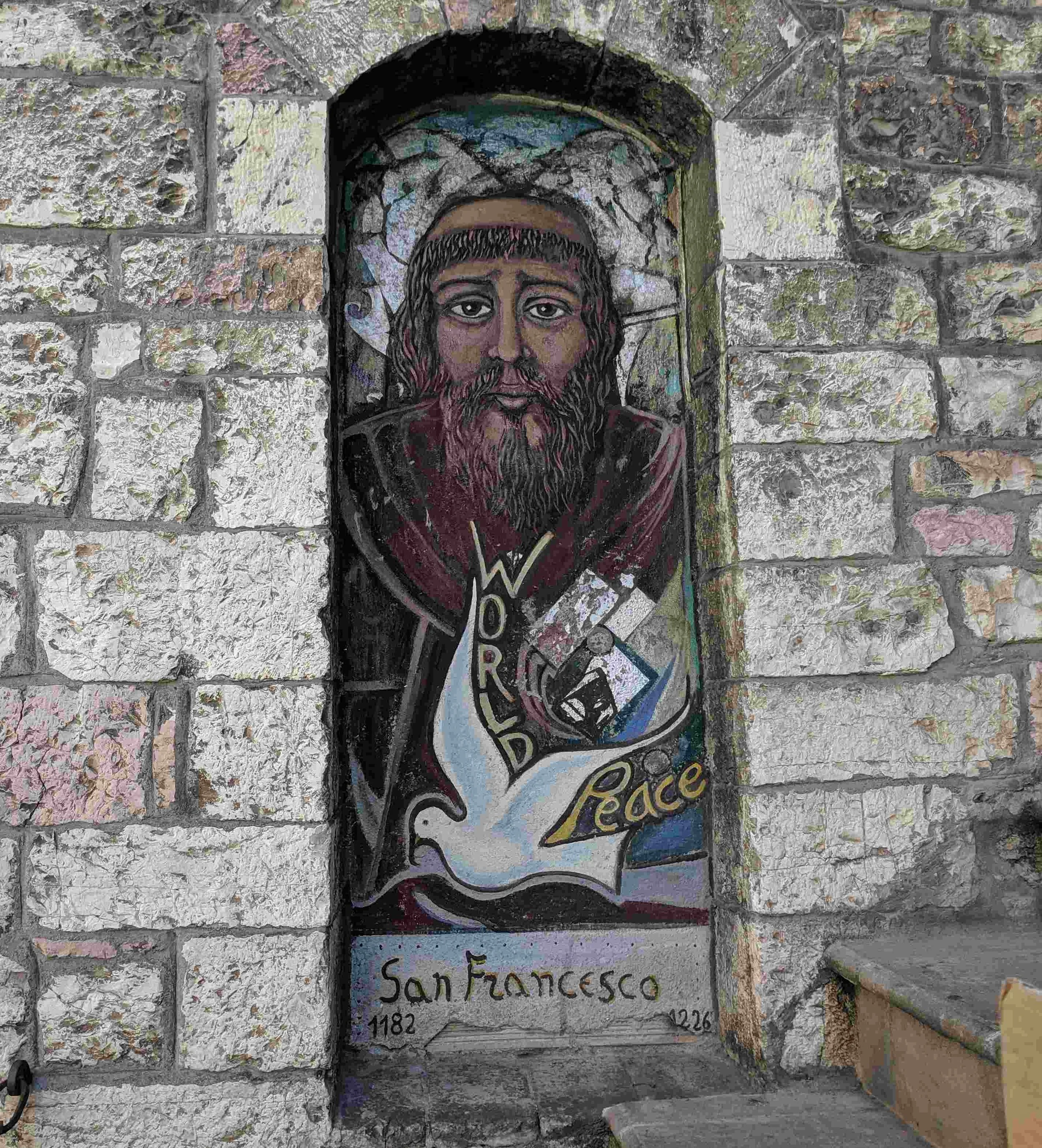 Image of St. Francis on the streets of Assisi