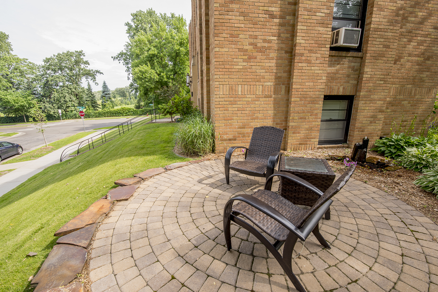 A perfect spot to enjoy some time outside - a small water feature and a comfortable patio is available for our residents to enjoy.