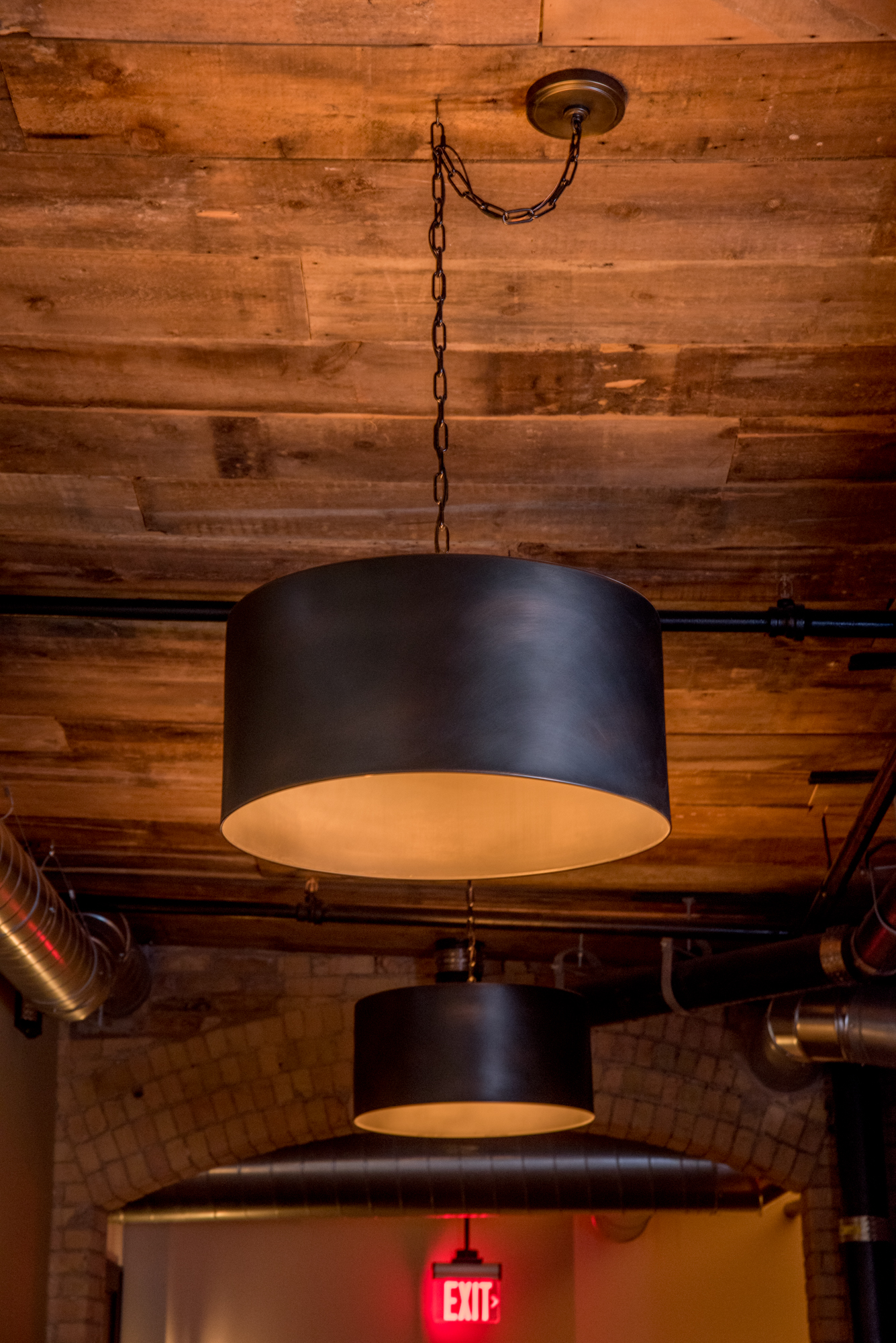 Exposed Chicago brick and timber throughout the building