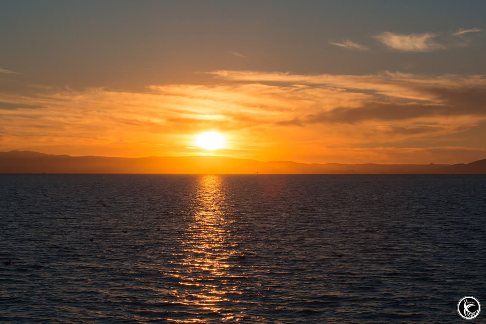 ManuOkai Photography Sunset Fire Of Life orange sun sets over the ocean