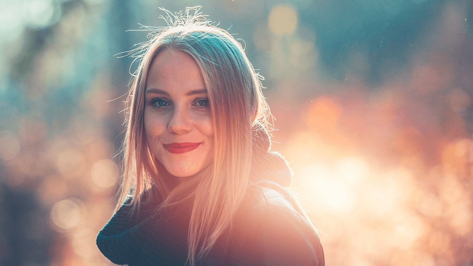 Content Young Woman Smiles Subtly
