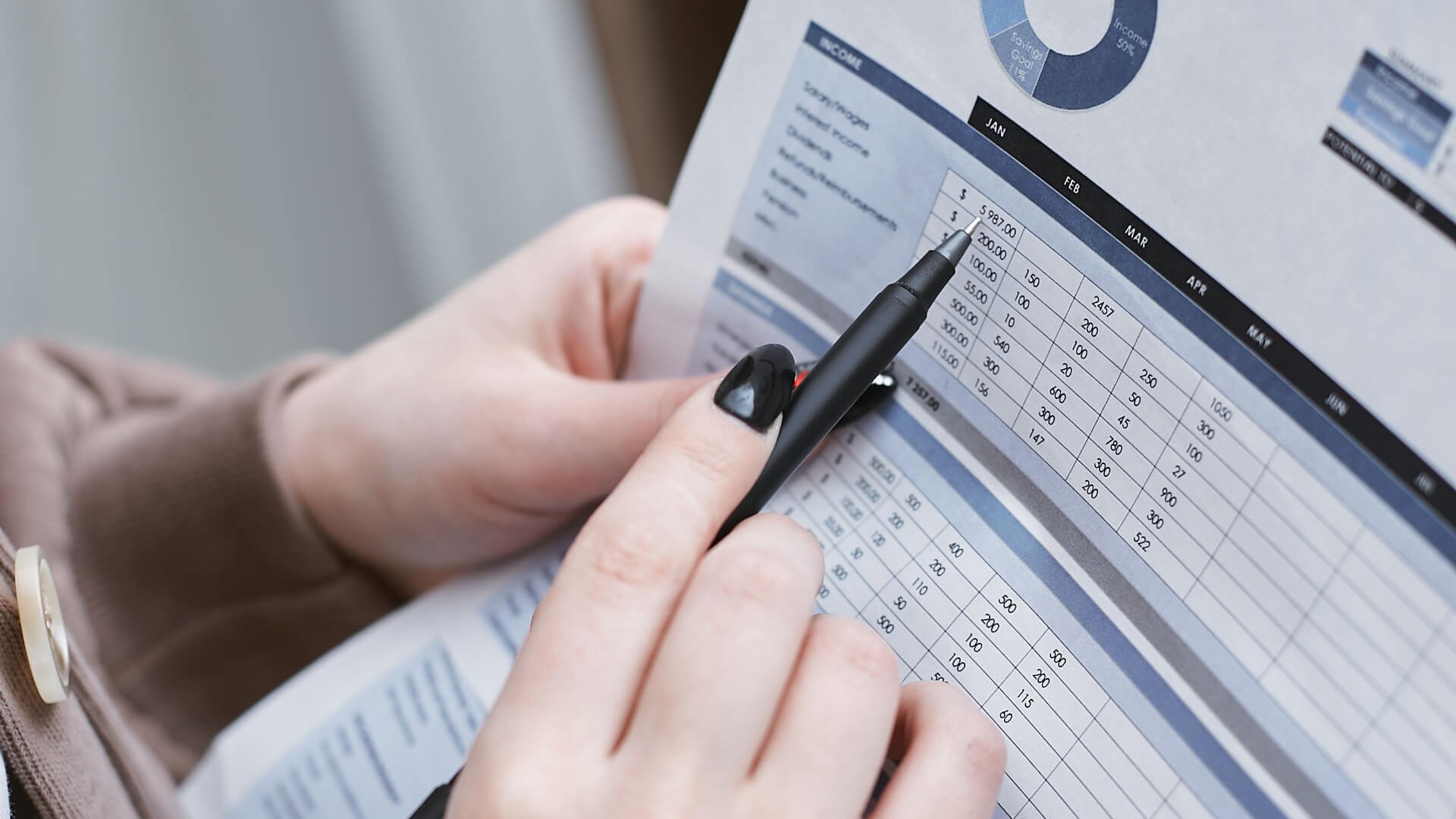 Close up of a budget document