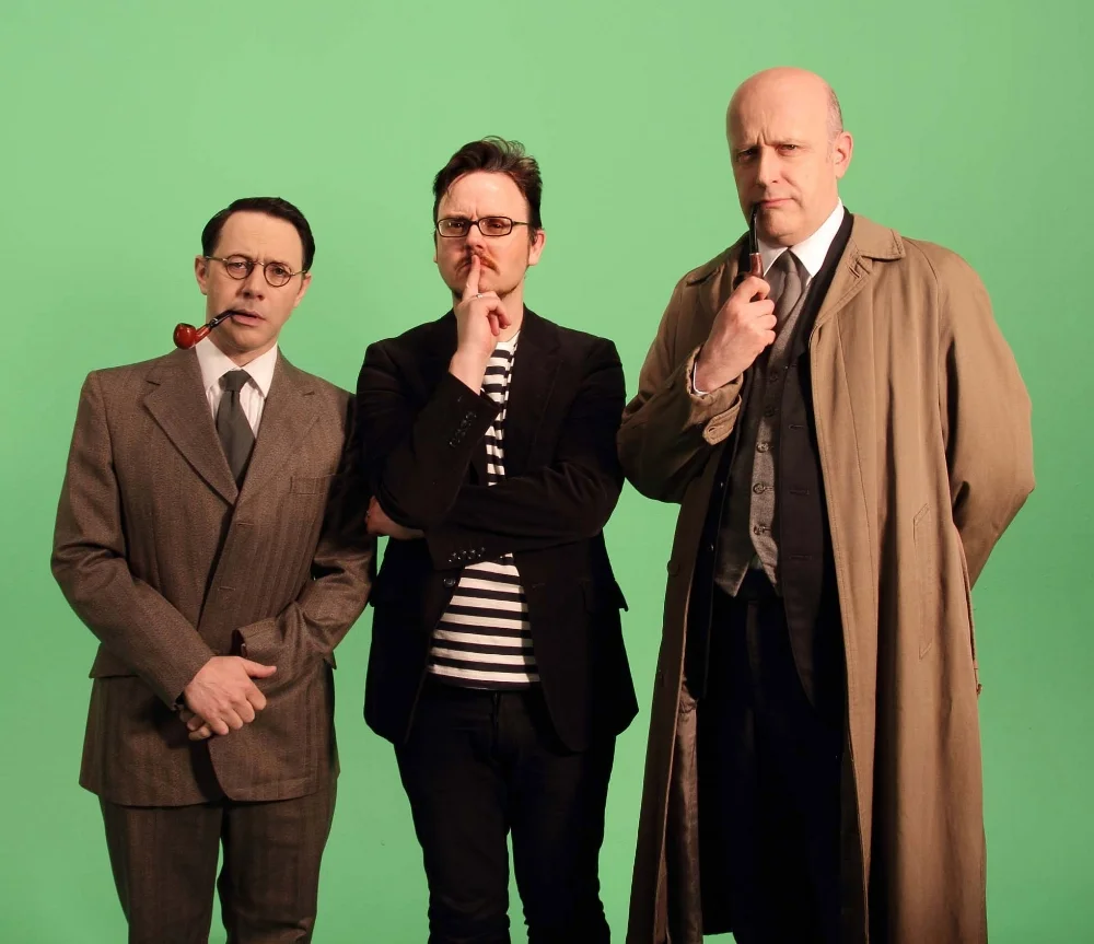 Reece Shearsmith, Ashley Thorpe and Jonathan Rigby during the making of Borley Rectory. Photo: Tom Atkinson.
