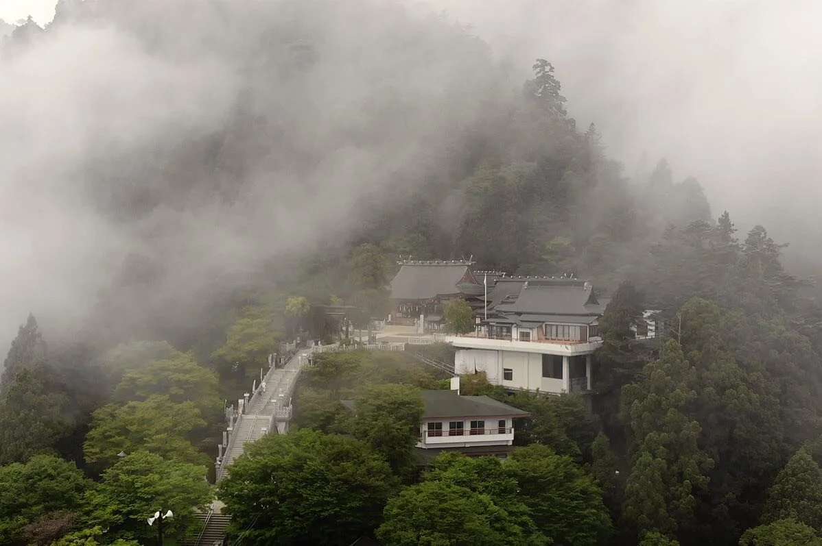 Oyama Afuri Shinto Shrine &mdash; the destination for the Choyukai tattooed pilgrims &mdash; and shrine priest Meguro Kunihiko, who we interviewed for our film. Meguro-san is also a talented photographer and drone operator, and he actually was the on