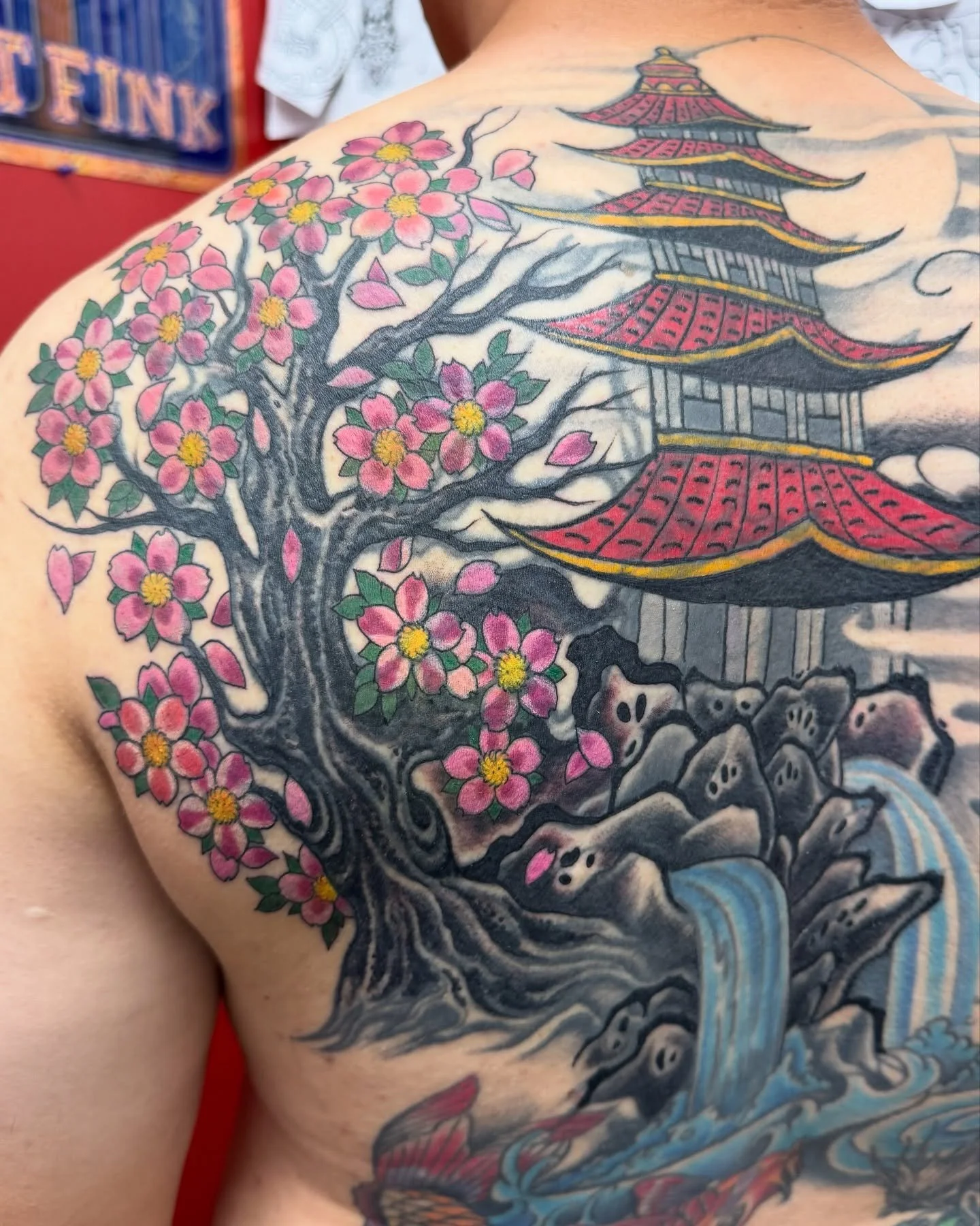 Couple sessions in on a full back cover/rework&hellip;swipe for Before pic,more to come . Always booking, always tattooing @shoguntattoo #shoguntattoo #shoguntattoopasadena #tattoocoverup
