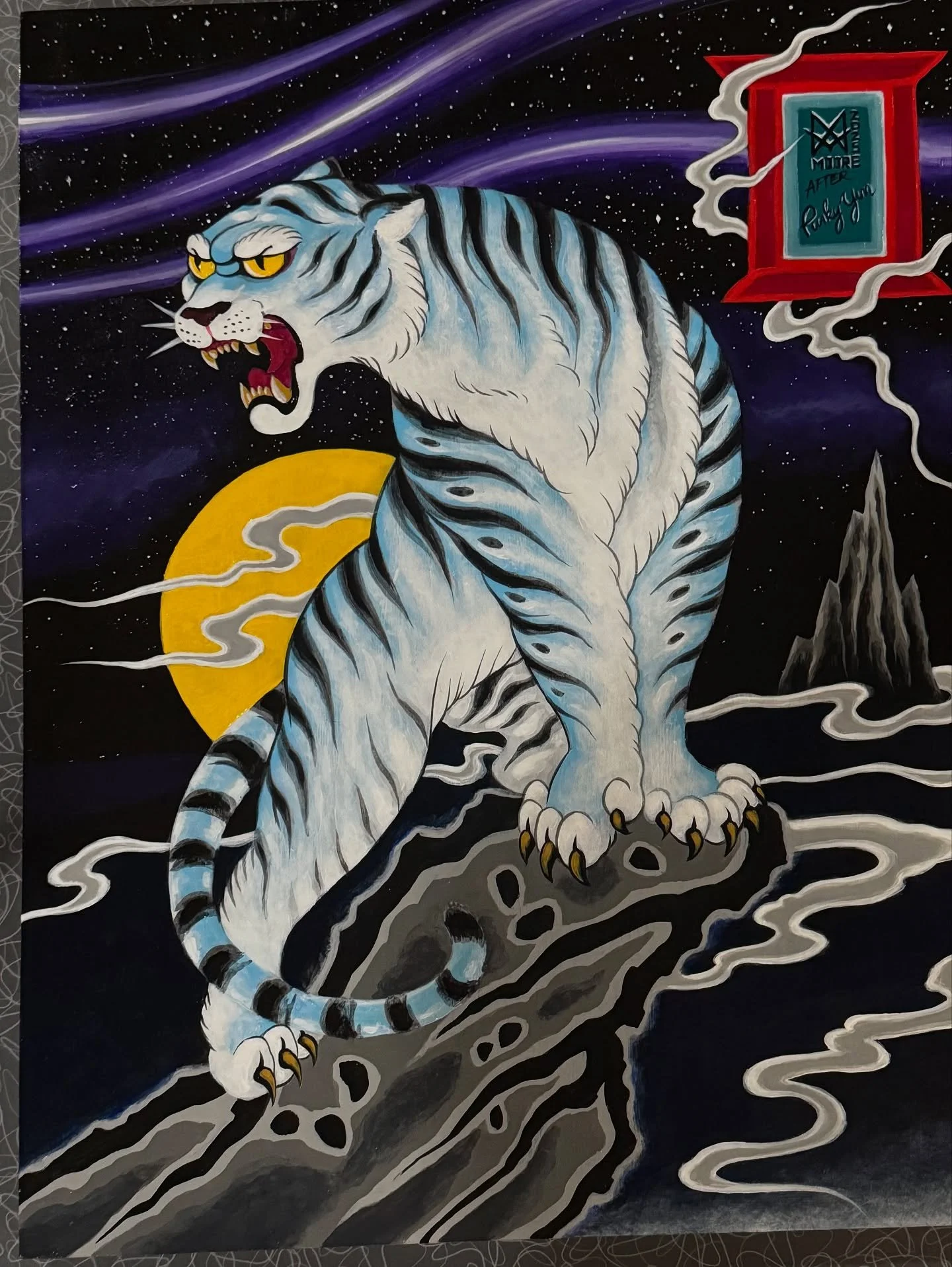 Tiger Mountain 16x20&rdquo; acrylic on cradled wood panel . After a classic Pinky Yun flash drawing. Will be available @tophatartcollective  show 9/6/25 , along with other great stuff. Thanks for looking, painting commissions always open ,mostly. #an