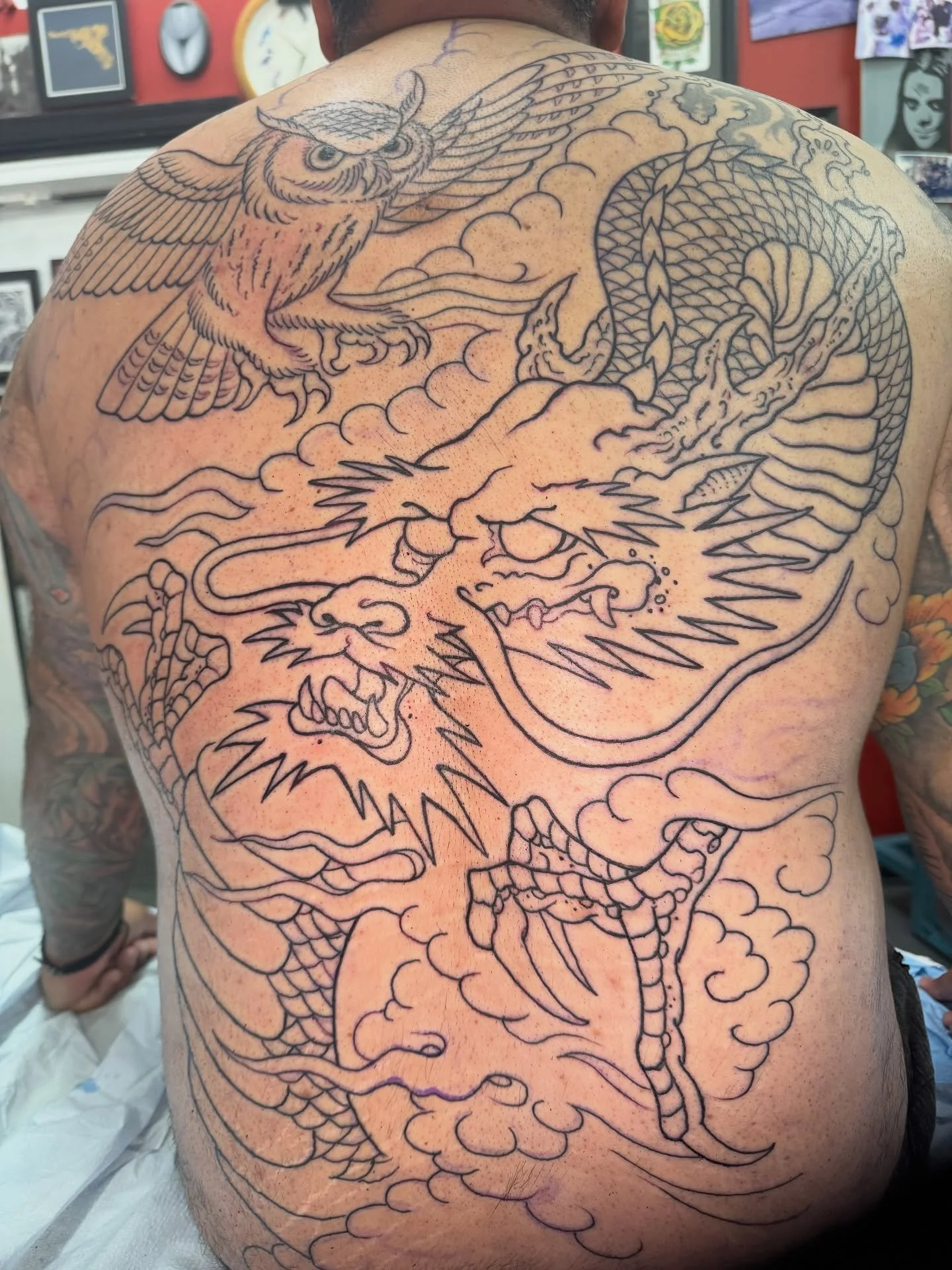 Great start for @yoallan_montiel today, thanks again….hangin tuff! #shoguntattoo #shoguntattoopasadena #japanesetattoos