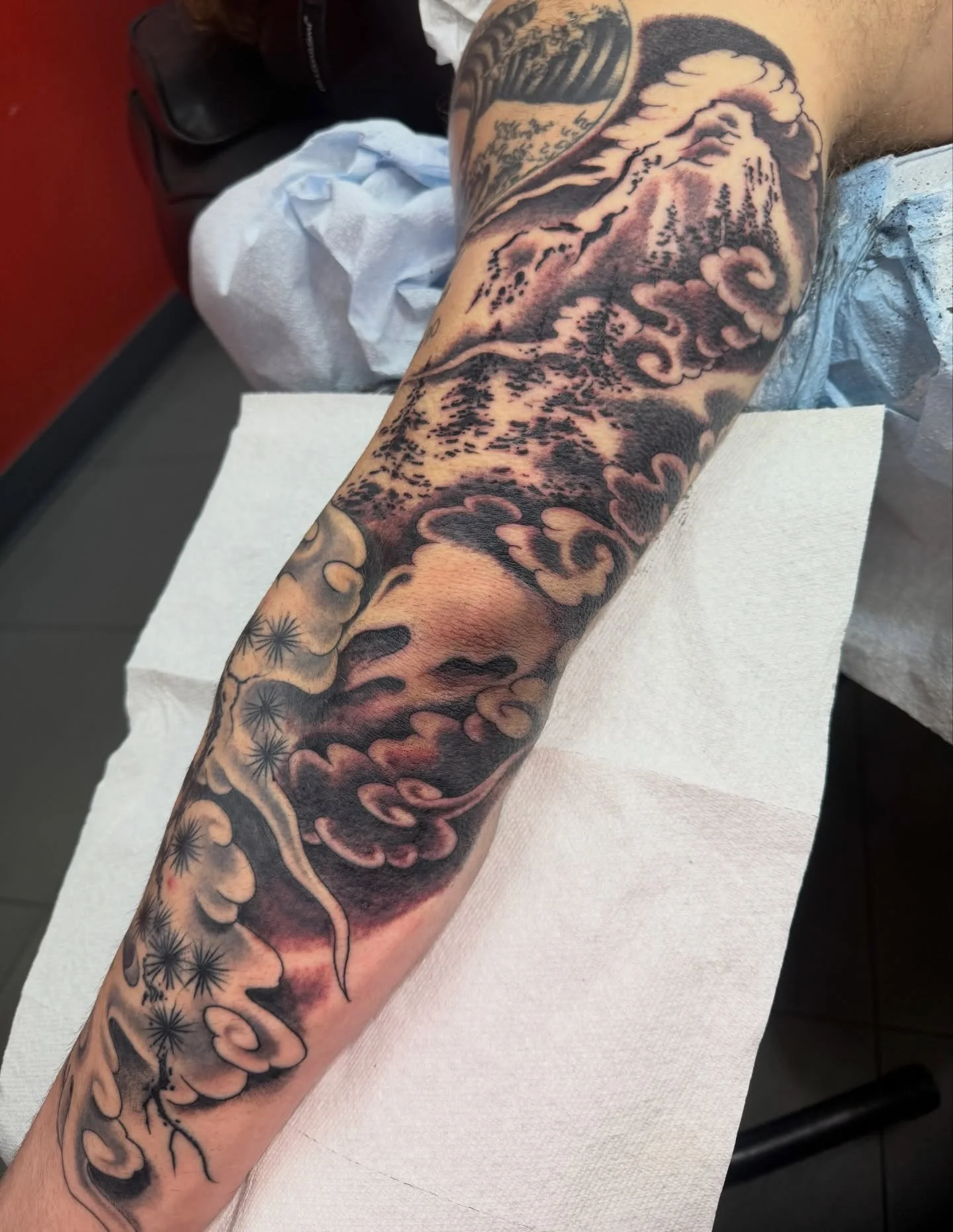 Some landscape for @jordangaffney thanks for letting me run with it! @shoguntattoo #shoguntattoo #shoguntattoopasadena