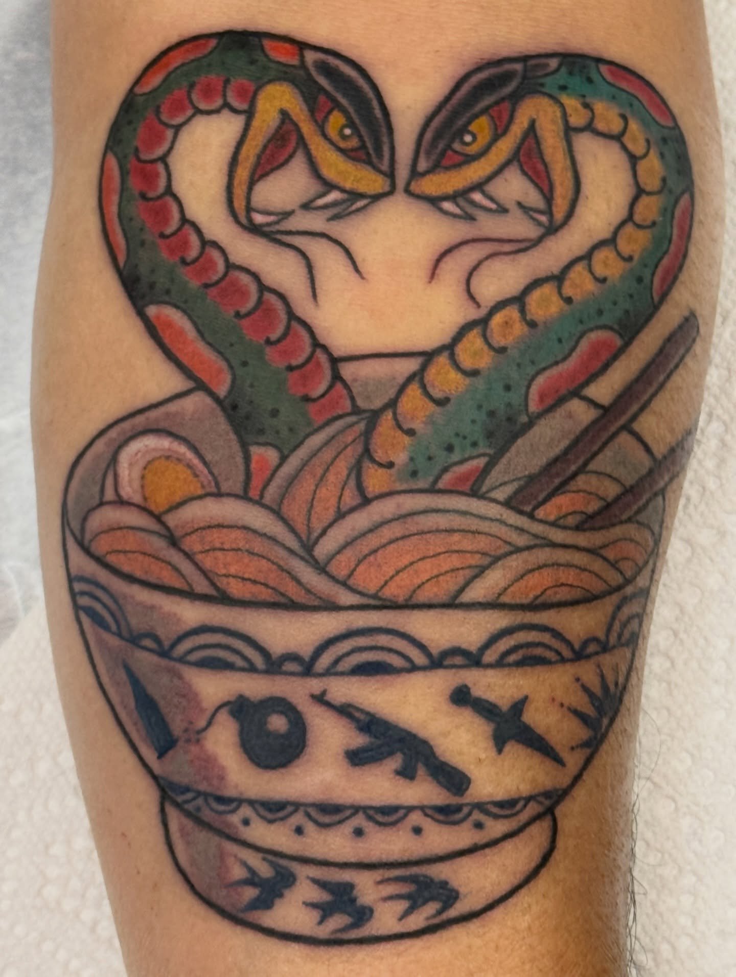 A couple fun ones for @teradise__ &amp; Richard, thanks much! @shoguntattoo  #shoguntattoo #shoguntattoopasadena #soupsnakes