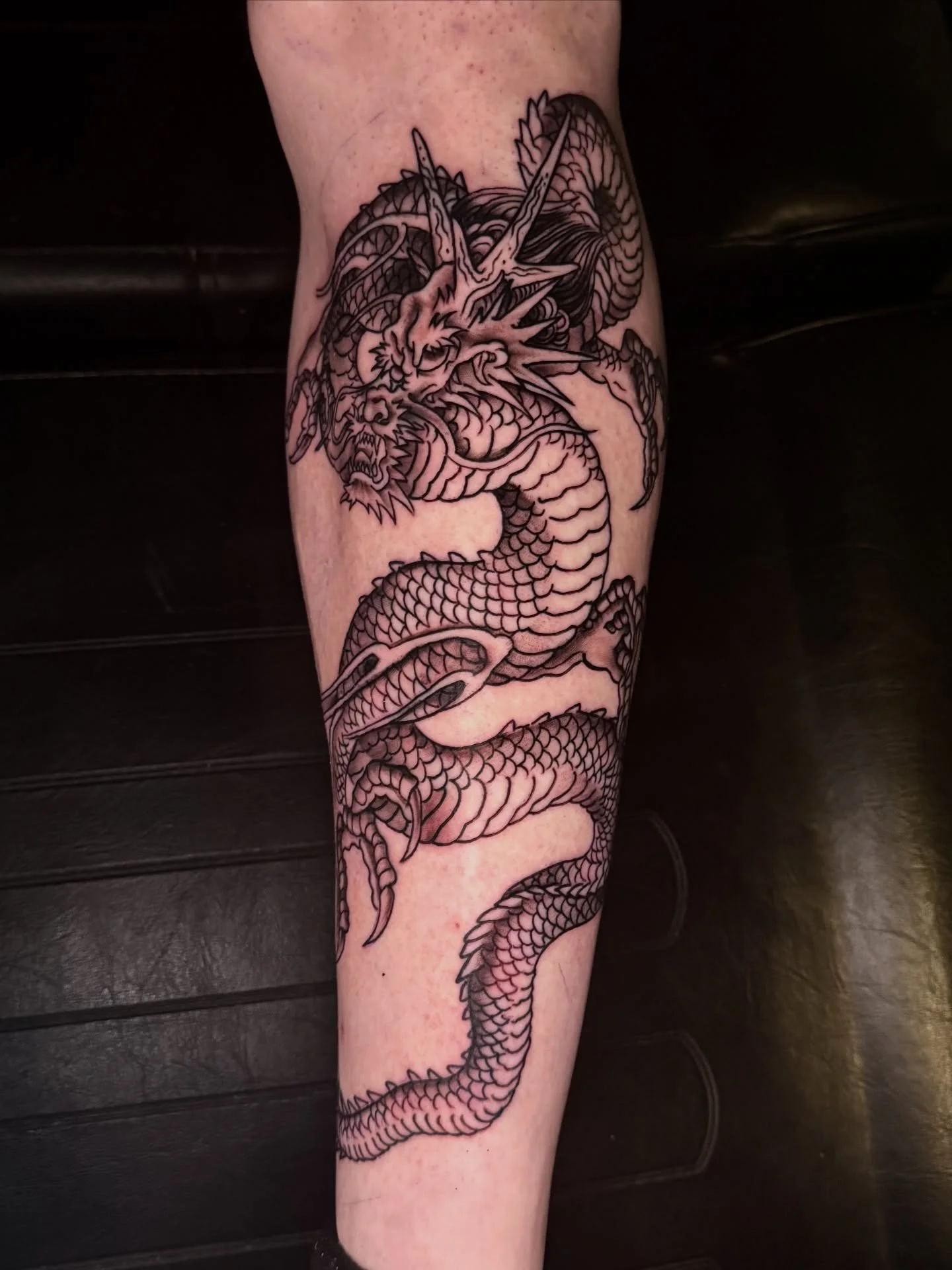 Dragon Tattoo i did on my long time friend @ericsanderson1 Booking Jan 2026 Now.