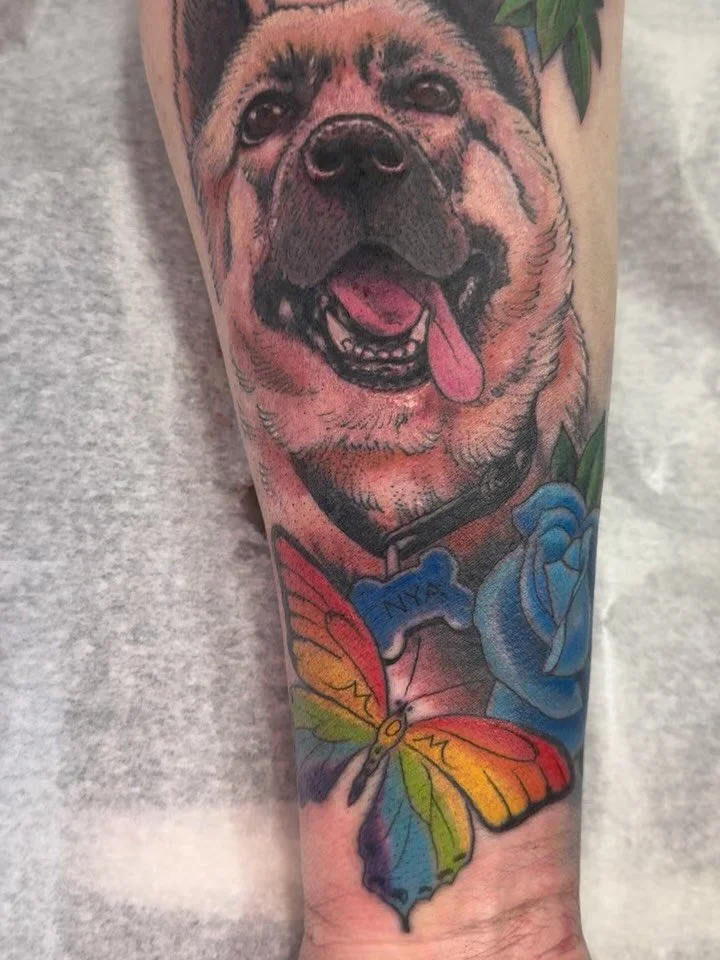 Dogs , better company than most people. Thanks Cathy for trusting me with her. #shoguntattoo #shoguntattoopasadena #alldogsgotoheaven