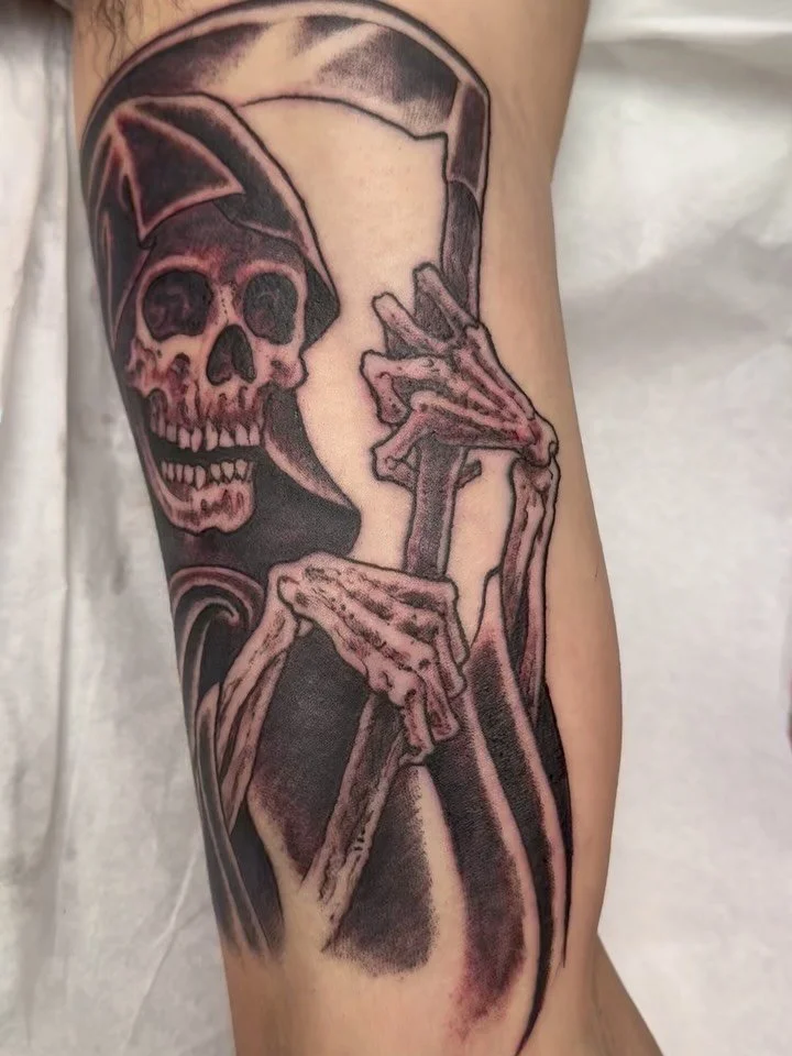 Creeper Reaper for Nick , thanks much! #shoguntattoo #shoguntattoopasadena #grimreaper