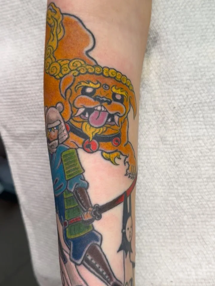 Finished up this Jake &amp; Finn Adventure Time jam for Sadie , thanks again! #shoguntattoo #shoguntattoopasadena #adventuretime