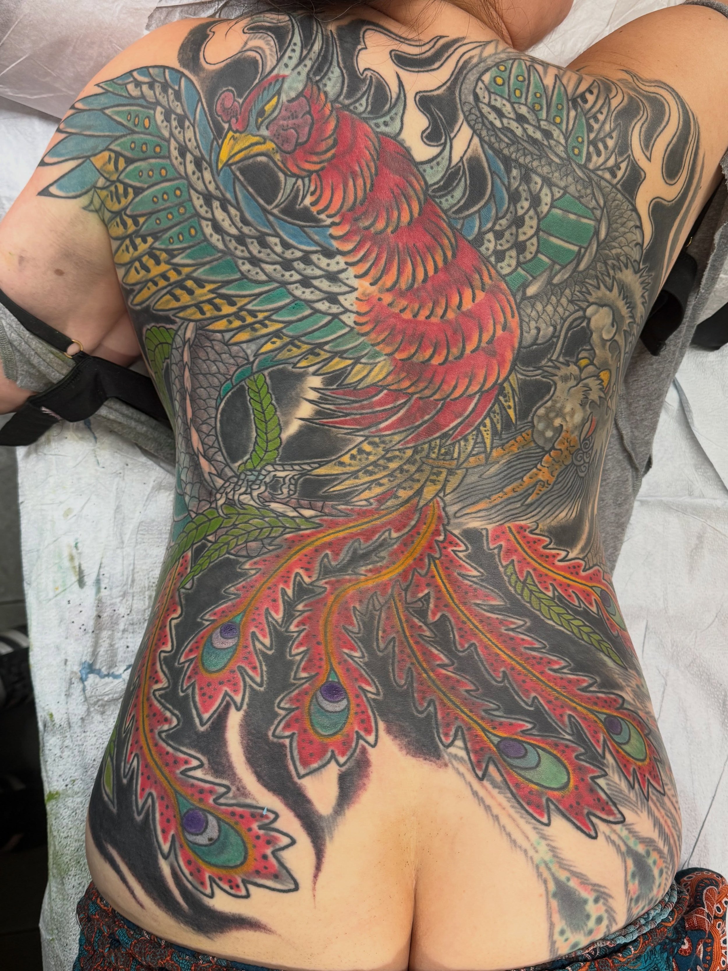 Pretty close on this fullback cover up. Thanks Sam for being extremely tuff and chill! #shoguntattoo #shoguntattoopasadena #japanesetattoo @shoguntattoo
