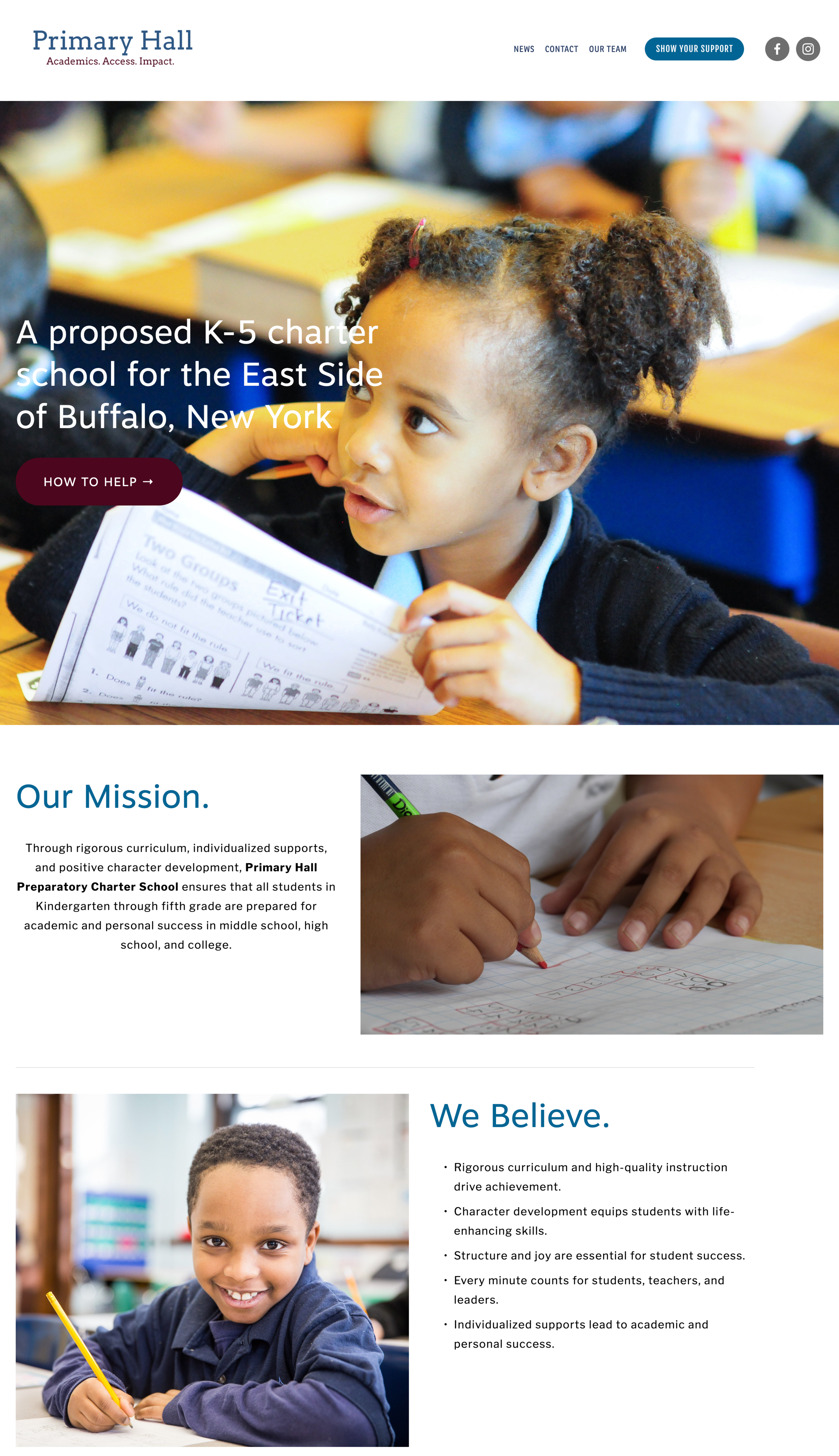 Buffalo charter school website design on Squarespace