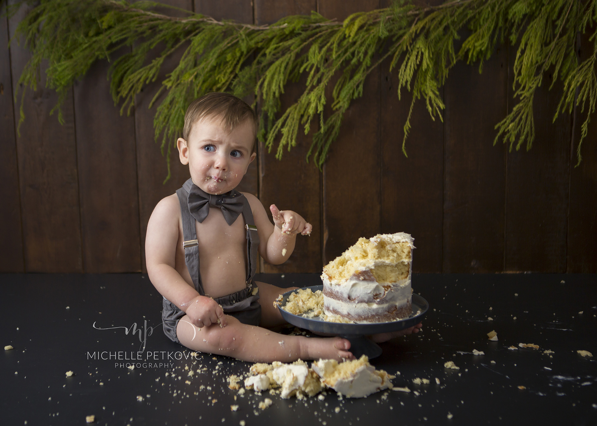  This grey combo was custom made for cake smash photography sessions. It is a size 1. 