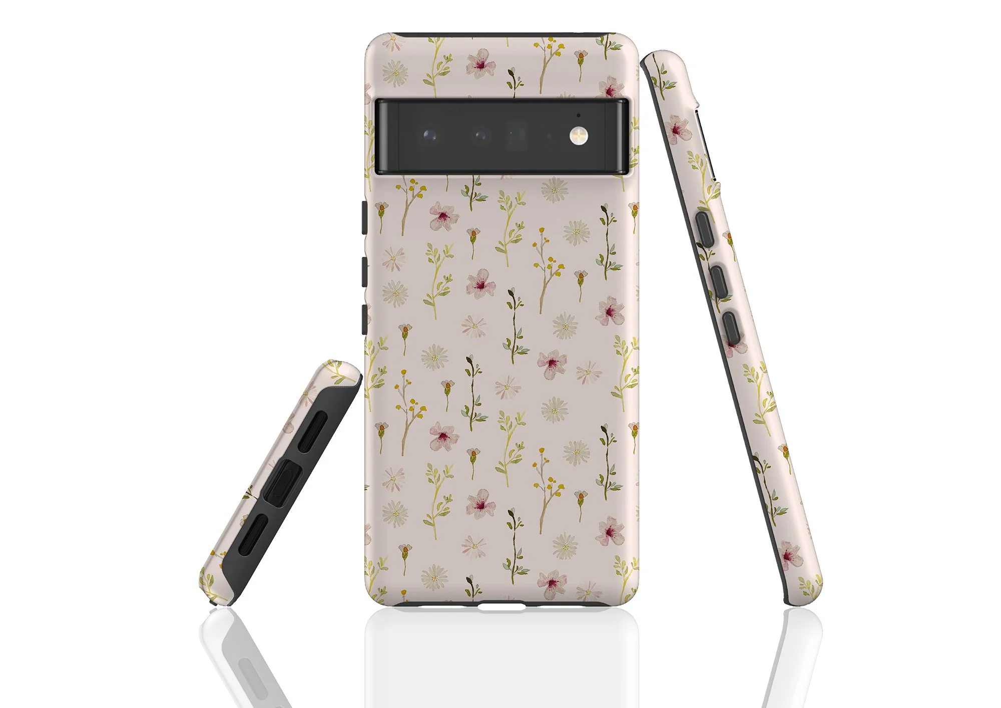 Custodia A Libro Portafoglio Per Google Pixel 6 Pro | Con Motivo Floreale Verde, 8 Scomparti Carte, Tasca Cerniera E Chiusura Magnetica