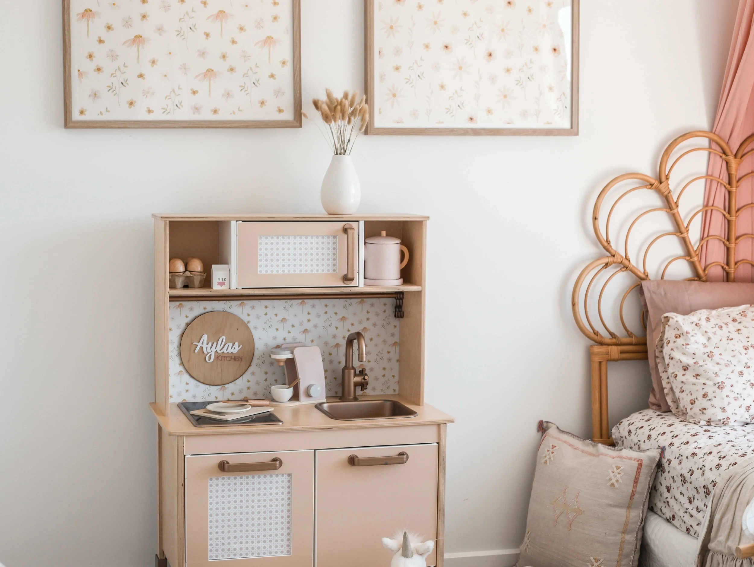 Play Kitchen Wallpaper Hacks: How to Transform an IKEA Duktig or Kmart Kitchen with Floral Magic