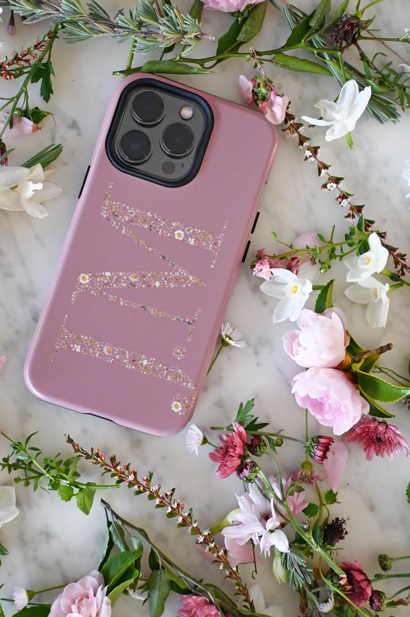 Personalised Floral Initial Phone Case - Two Letters - Mulberry