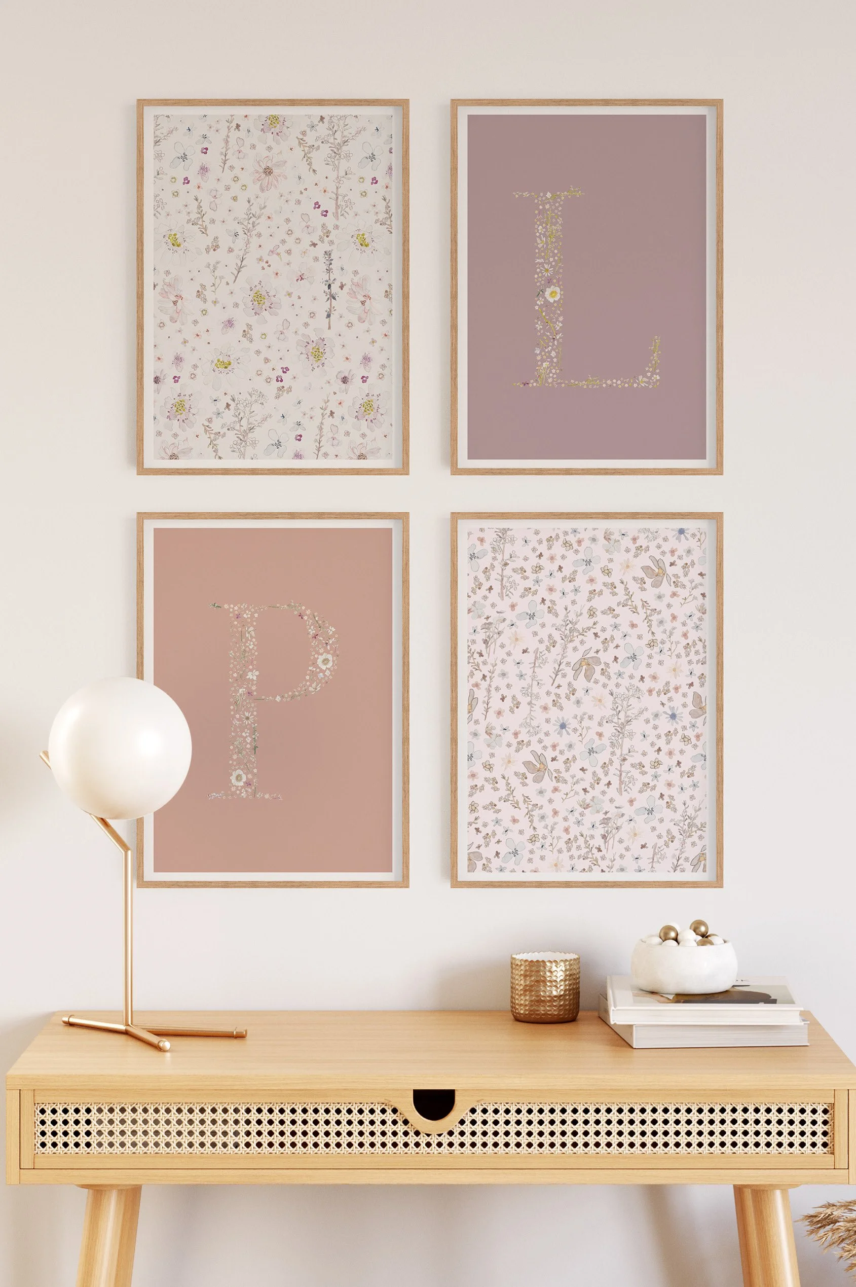 Custom Letter Print - Mulberry & Salmon