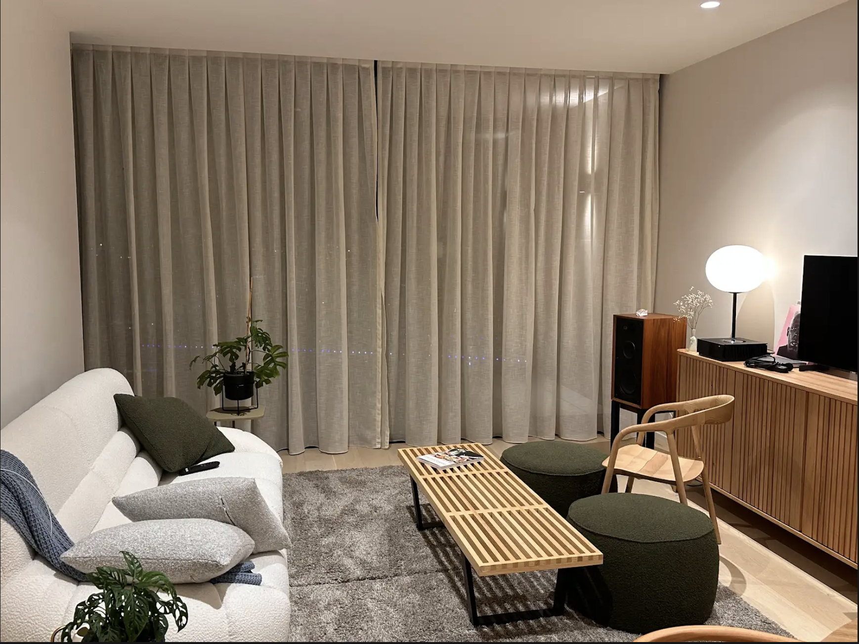 Living room with sheer curtains