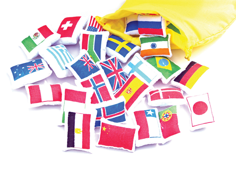 World Map, Flags