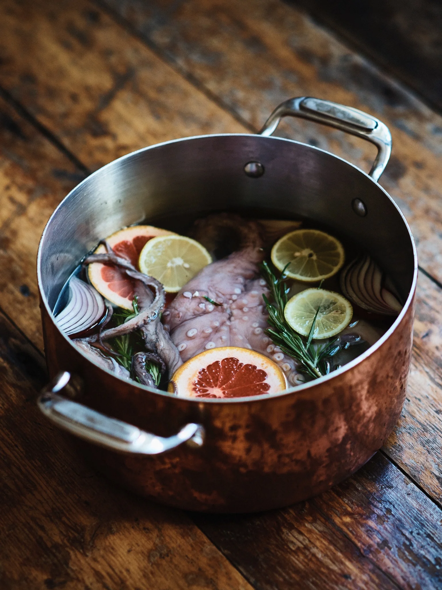 Poached octopus