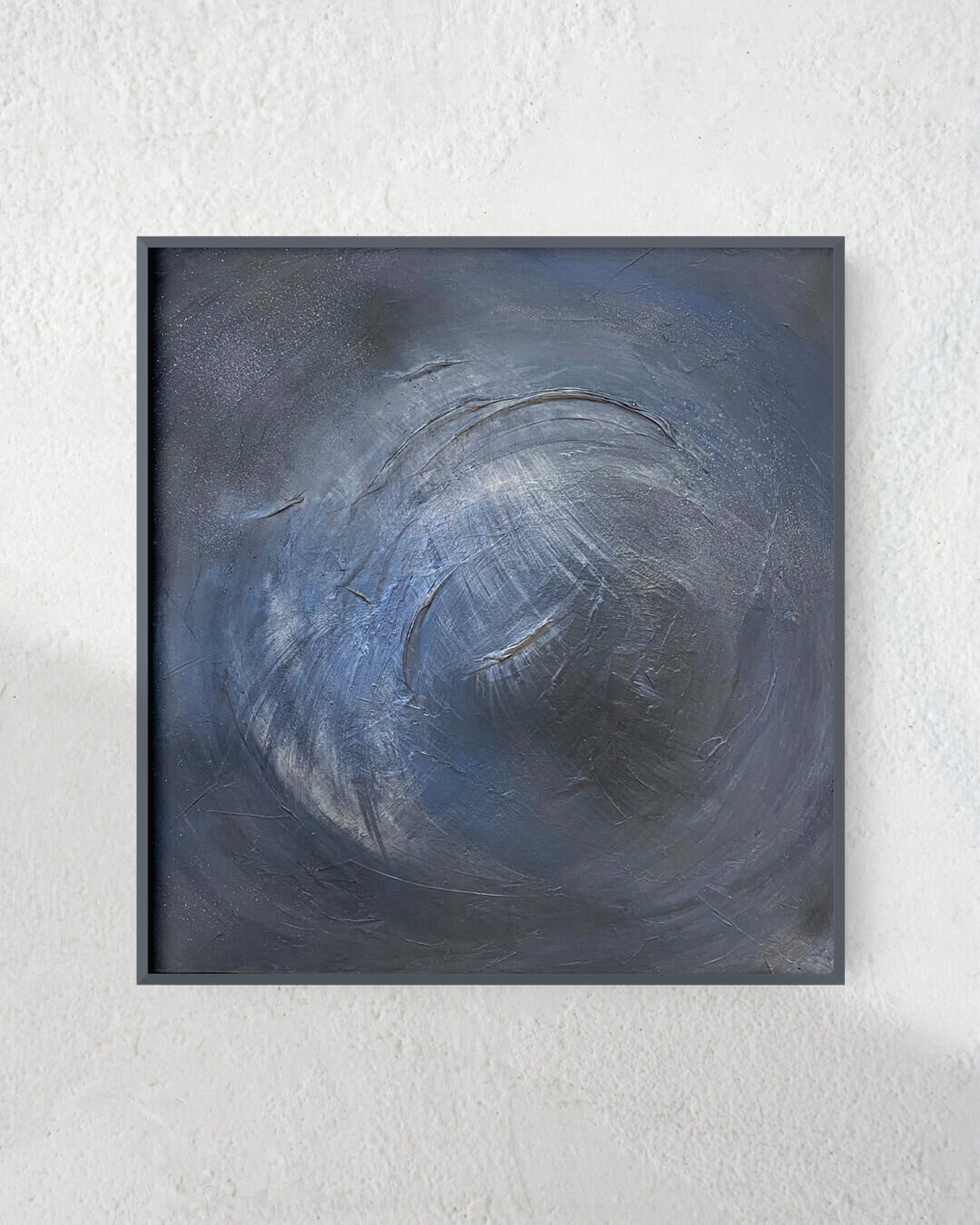 Pure III - 76 x 76cm.
💙
A purely abstract piece with gentle blues and pearlescent tones which transform in the light. My pure collection is inspired by the colours representing the 7 Chakras and the positive energy associated with them. The blues re