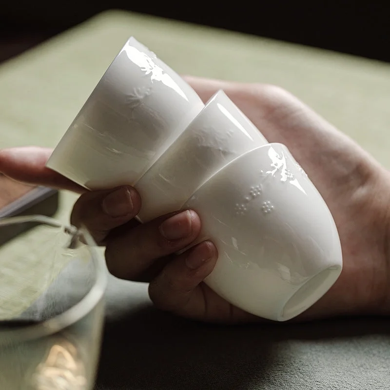 Hand-Embossed Ceramic Tea Cup