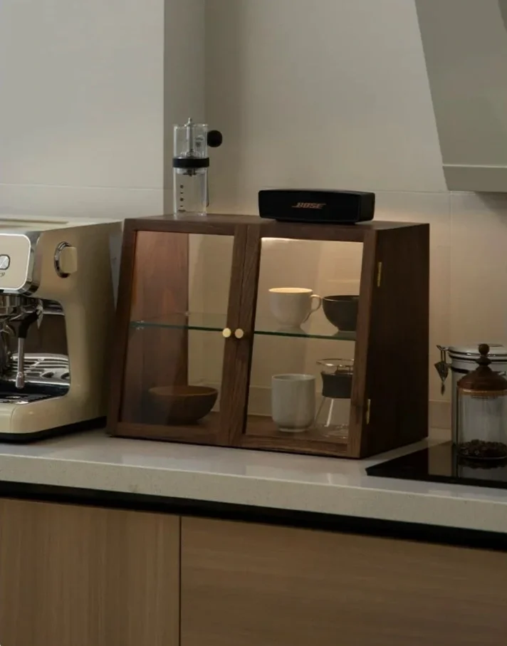 Solid Walnut Tea and Tableware Cabinet
