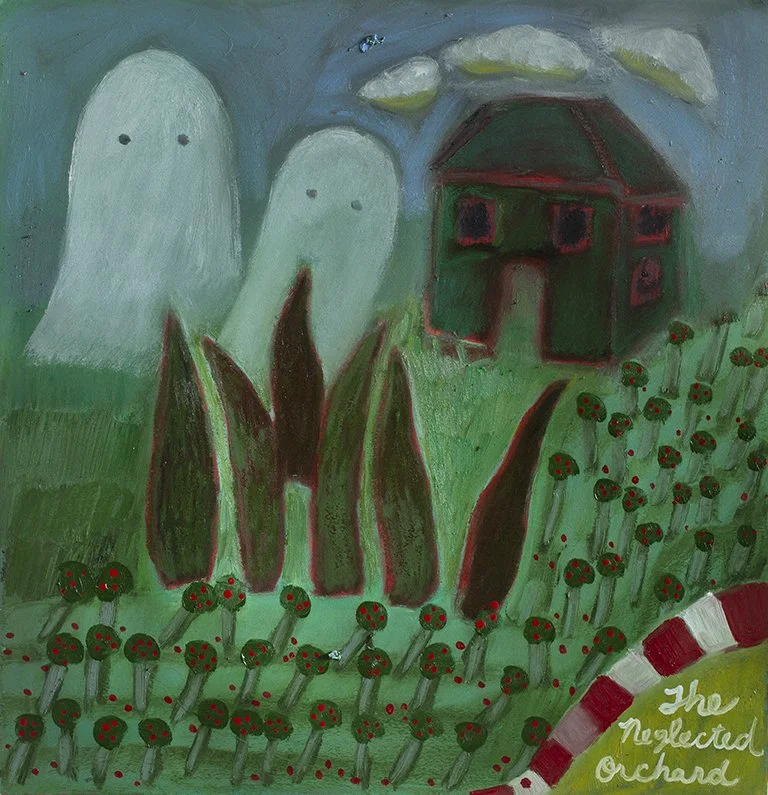 "The Haunted Countryside 6," oil on paper, 25x25”