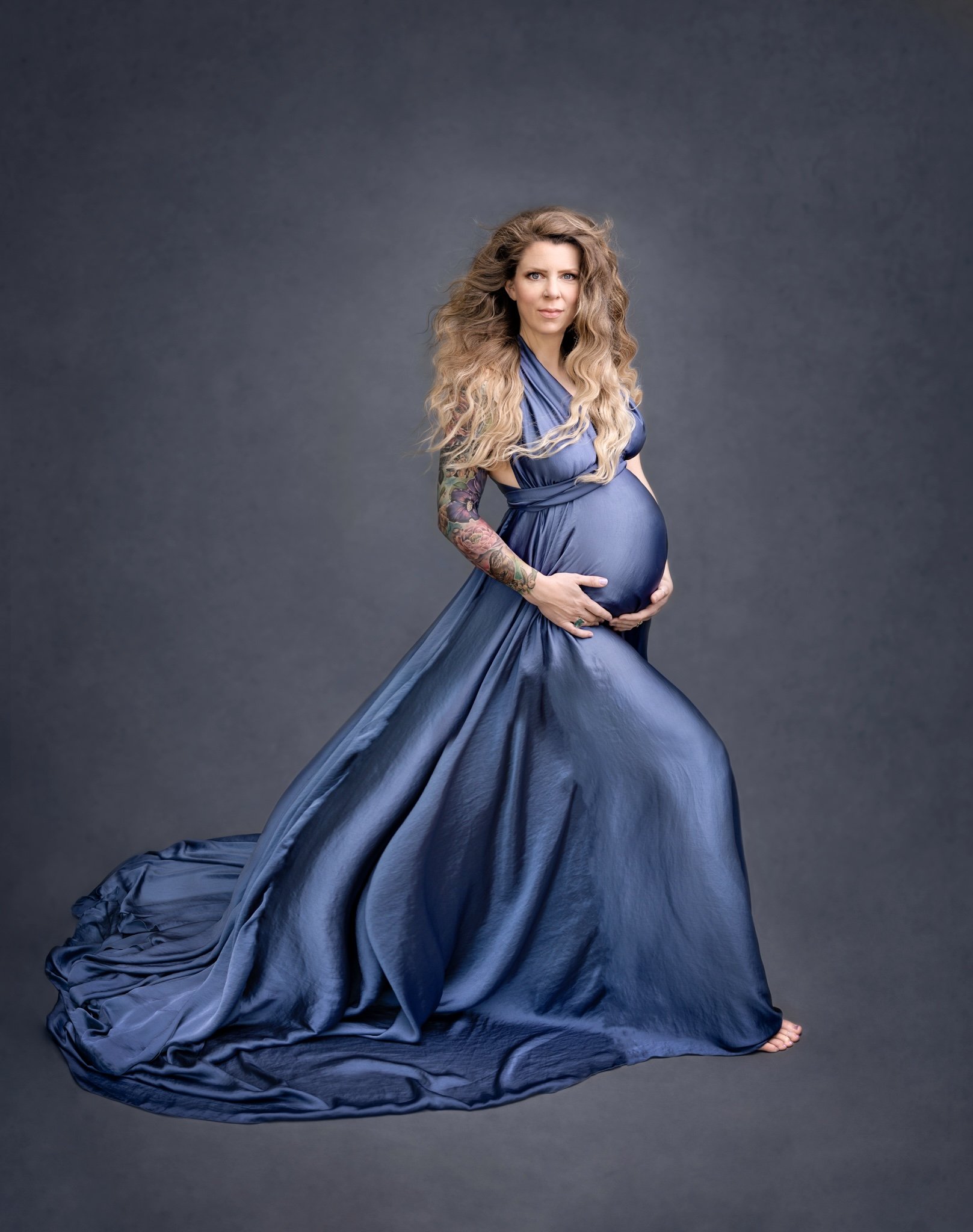 Blue dress maternity gown 