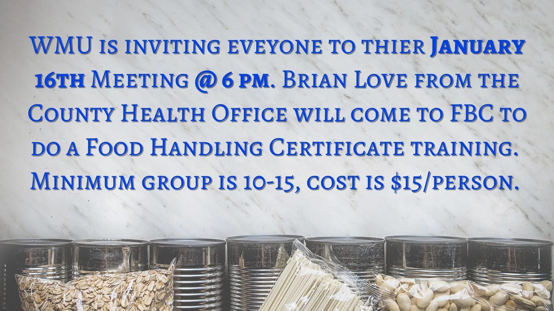 WMU Food Handling Certification Class