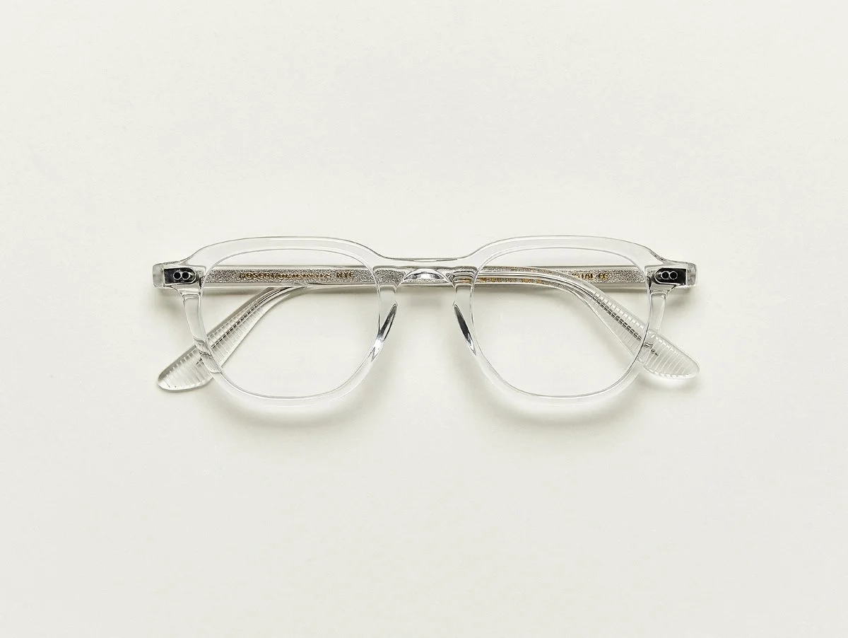 MOSCOT - Billik Opticals £245 COLOUR Crystal SIZE 47 There's nothing cheap about this new MOSCOT Original frame. In fact, with its LEMTOSH meets MORRIS-like frame shape, you're practically getting two frames in one! A tad bit more square, and with sharper edges, The BILLIK also features paddle temples with grips that really pay off. Features two dot rivets Comfortable key hole nose bridge Includes acetate nose pads 3-Barrel hinge MOSCOT temple engravings