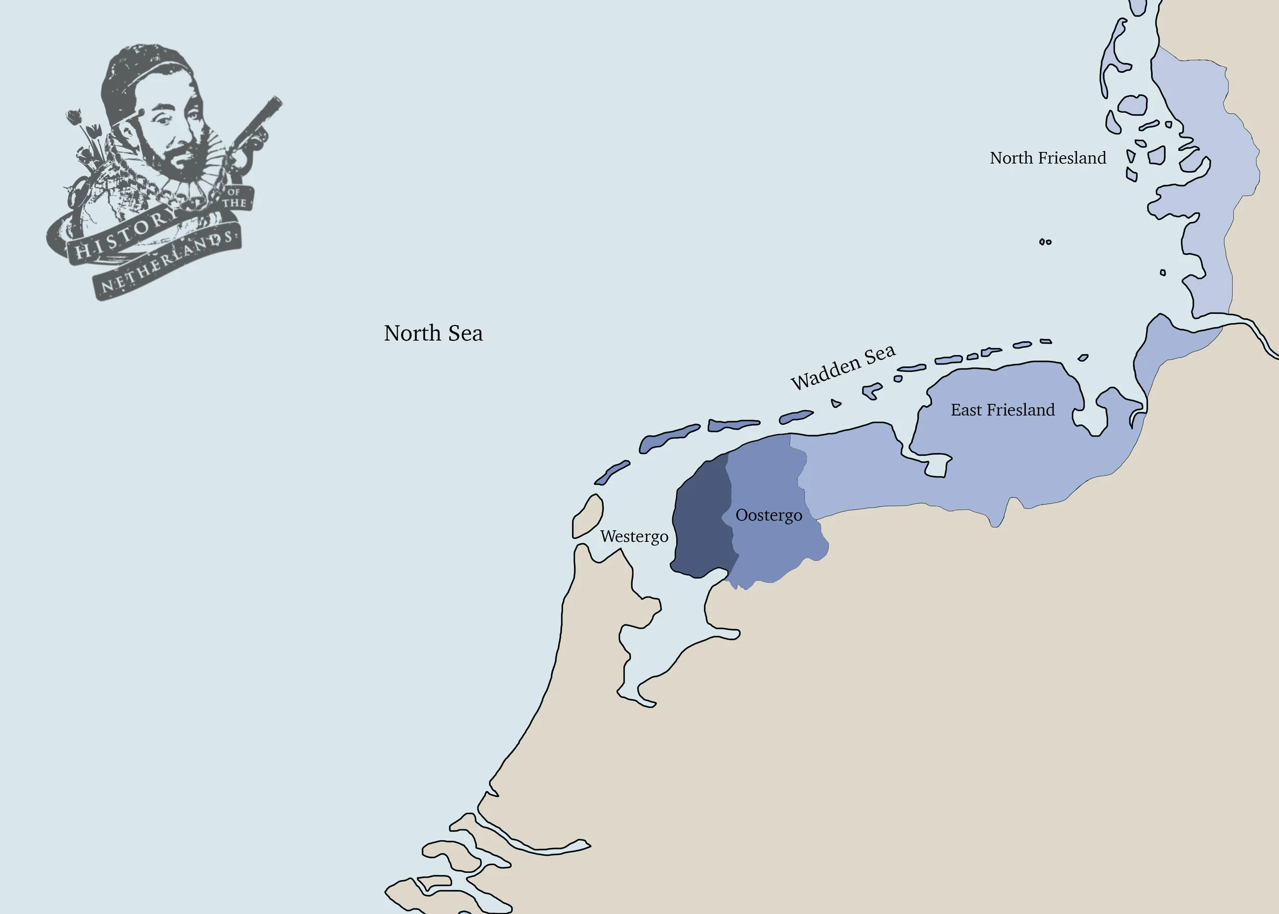 The Frisian states in the 1300s extended across parts of today’s Netherlands, Germany and Denmark. Map by David Cenzer.
