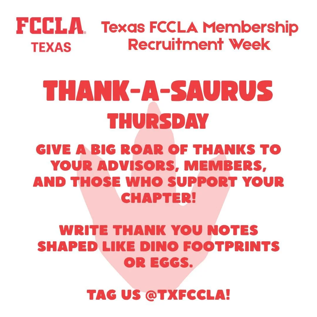 Today is day four of Texas FCCLA Membership Recruitment Week! Let's see those photos!
