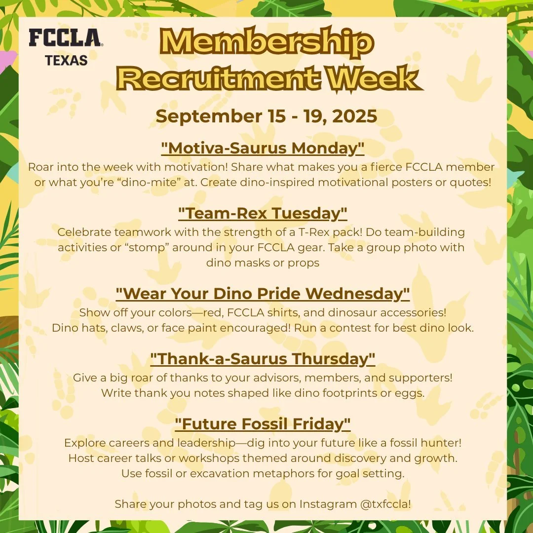 Are you ready for Texas FCCLA Membership Recruitment Week next week?