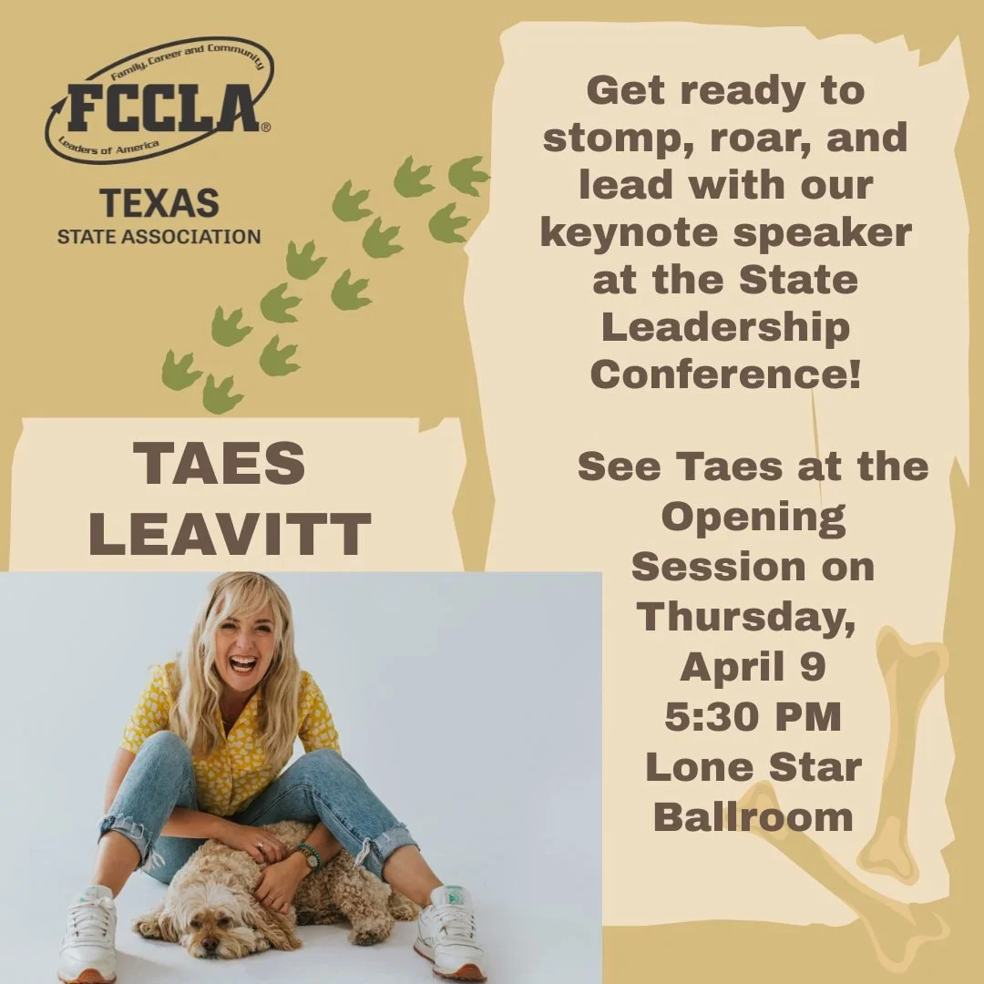Are you ready to ROAR? 🦖 Join us at the Opening General Session to hear from our inspiring keynote speaker, Taes Leavitt! Don&rsquo;t miss this chance to kick off the State Leadership Conference with energy, excitement, and leadership. See you there