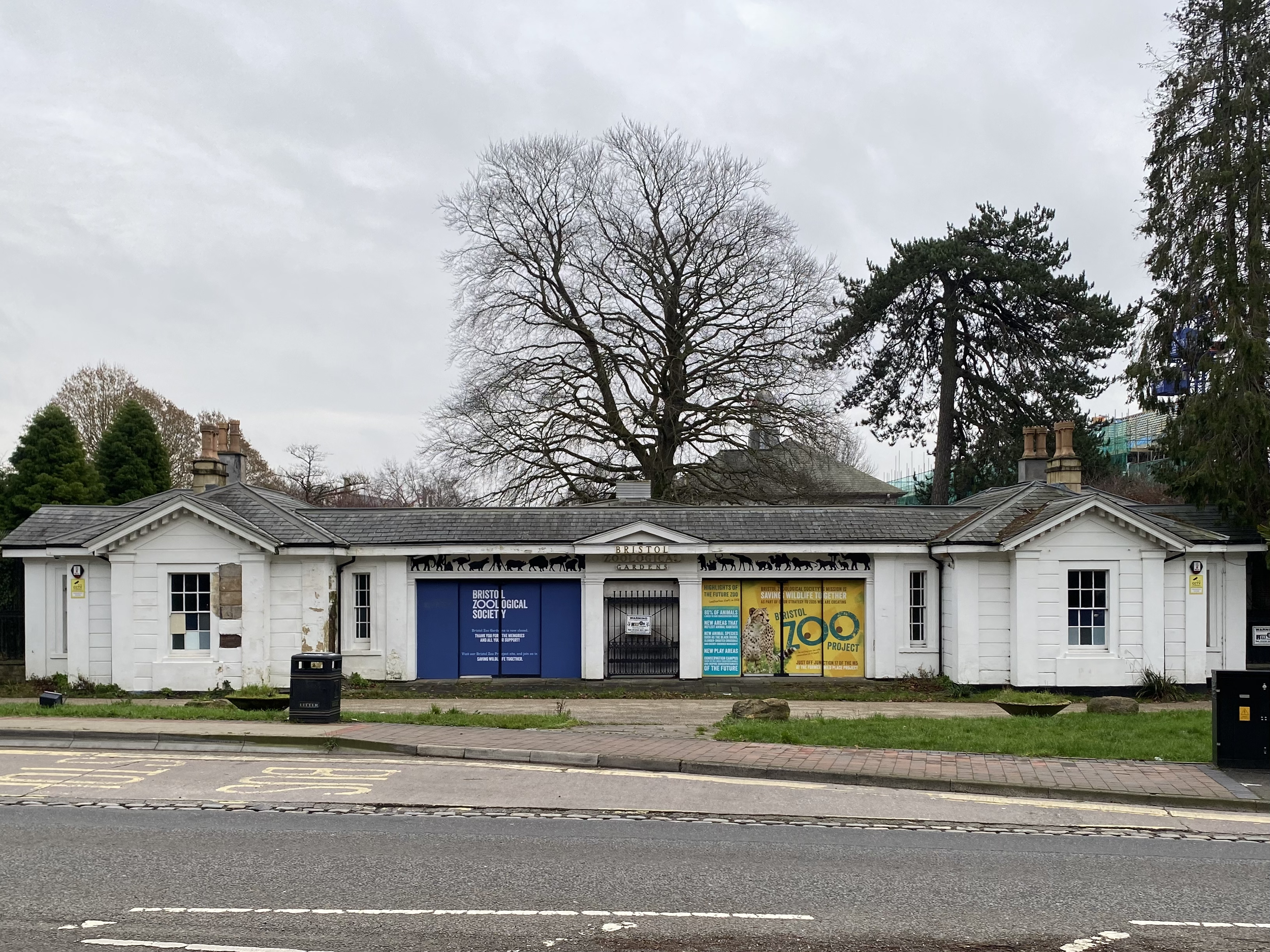 The closed entrance to Bristol Zoo Gardens in Clifton, which shut in 2022 and is now the subject of redevelopment proposals and campaign opposition.
