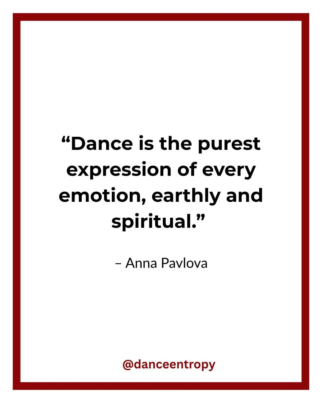 Happy Monday! Wise words from prima ballerina Anna Pavlova (1881-1931), &quot;Dance is the purest expression of every emotion, earthly and spiritual.&quot;

#dance #dancequotes #mondaymotivation #creativity #inspiration #dancehistory #historyofdance 