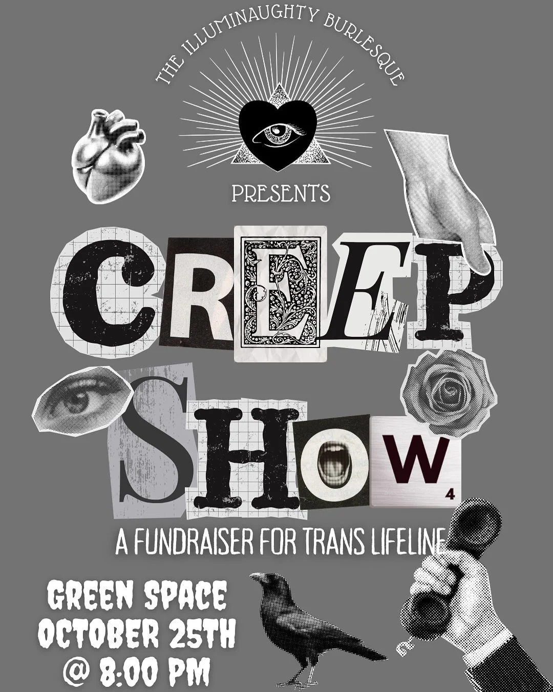 The Illuminaughty Burlesque Presents: CREEP SHOW (A Fundraiser for Trans Lifeline) next Saturday 10.25.25 @ 8:00 PM at Green Space! This vampy variety show will feature drag, burlesque, live music and more! All proceeds donated to Trans Lifeline @tra