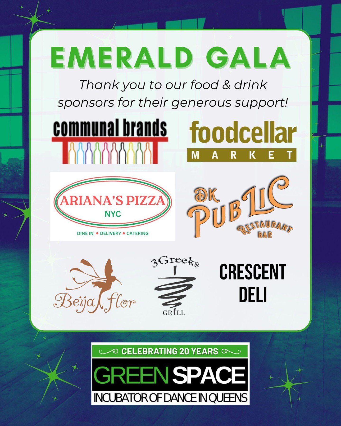 We are excited to have a taste of some of Long Island City's best this Thursday at Green Space! Thank you to our generous sponsors for your support!

Join us!
Emerald Gala: Celebrating 
March 5th, 6pm-9:30pm
Green Space

Visit our link in bio for mor