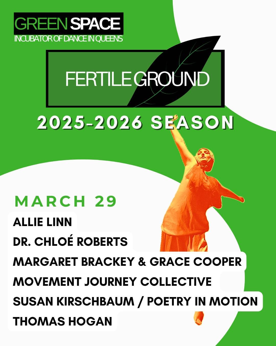 Fertile Ground: New Works Showcase on March 29th will feature Allie Linn, Dr. Chlo&eacute; Roberts, Margaret Brackey &amp; Grace Cooper, Movement Journey Collective , Susan Kirschbaum/Poetry in Motion and Thomas Hogan. Ticket link in bio!

#dance #da
