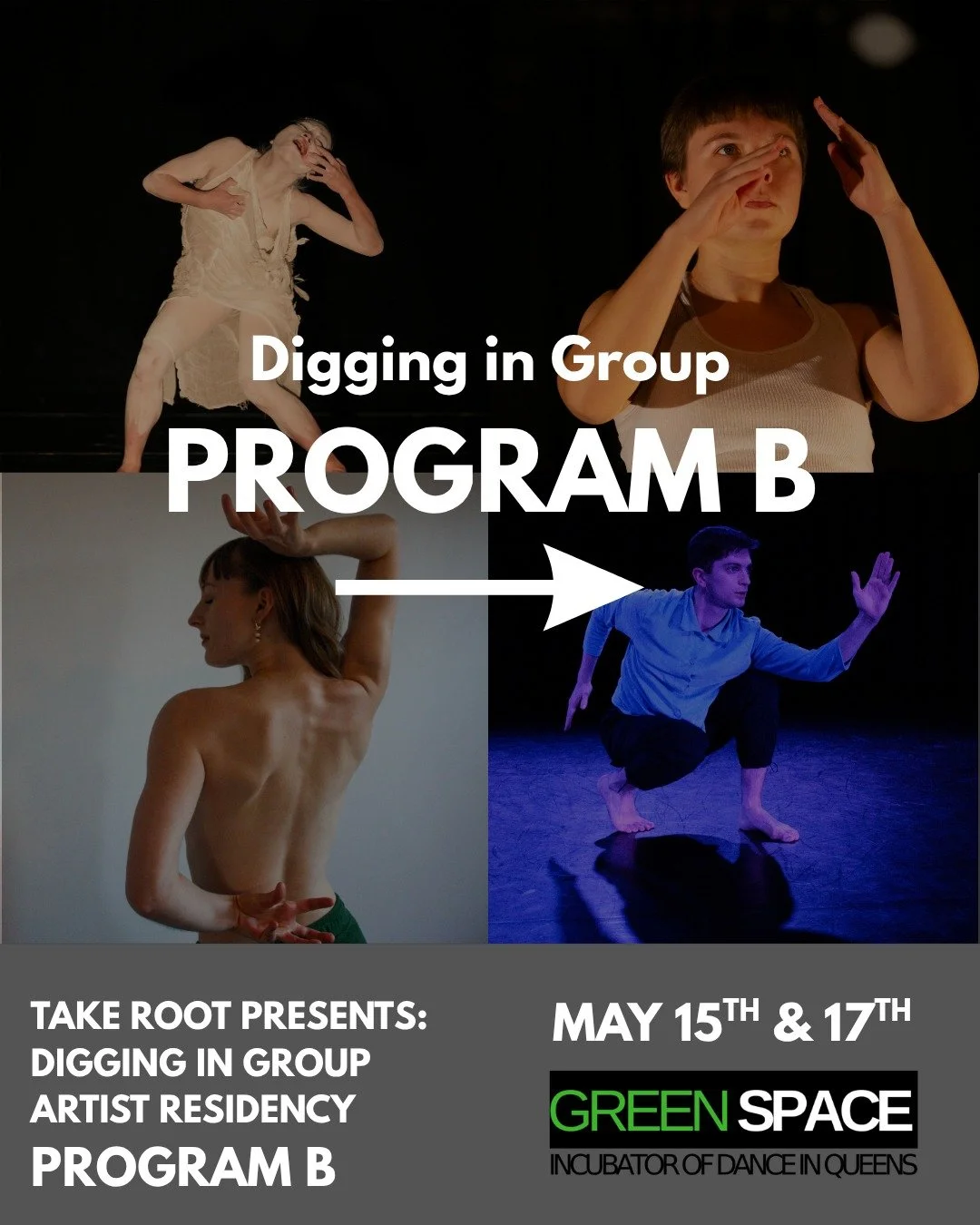 THIS WEEKEND: Take Root Presents: Digging in Group - Program B! Swipe to learn more about these exciting new works from our artists in residence! Ticket link in bio.