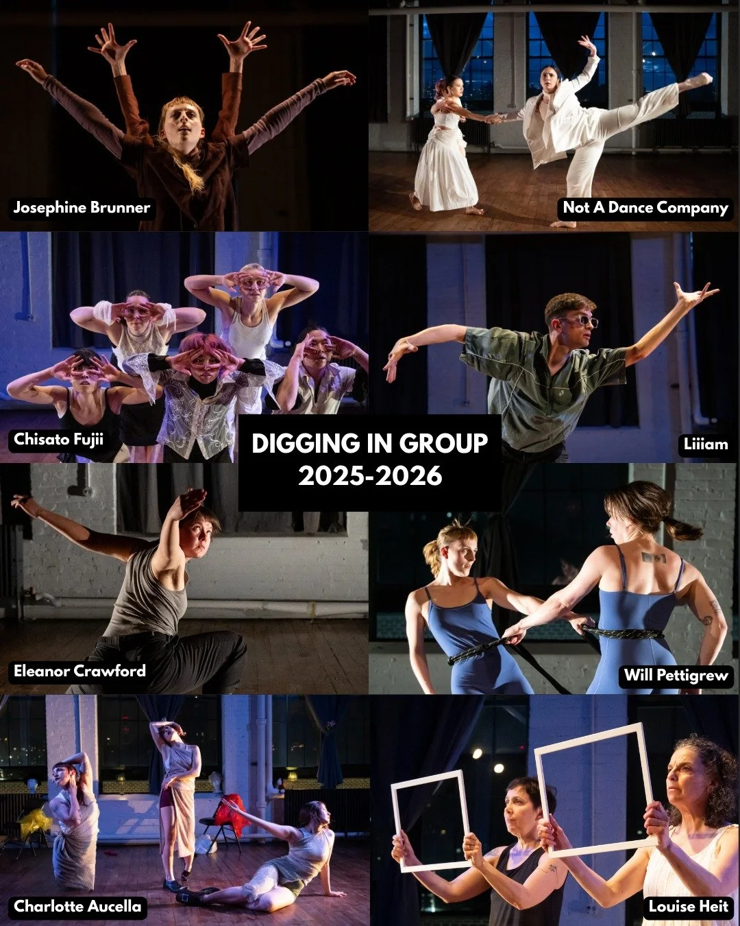 Congratulations to the Digging in Group Artist Residency Cohort of 2026! These eight incredible choreographers and their dancers performed for enthusiastic audiences this weekend at Green Space. We can't wait to see what the future holds for these wo