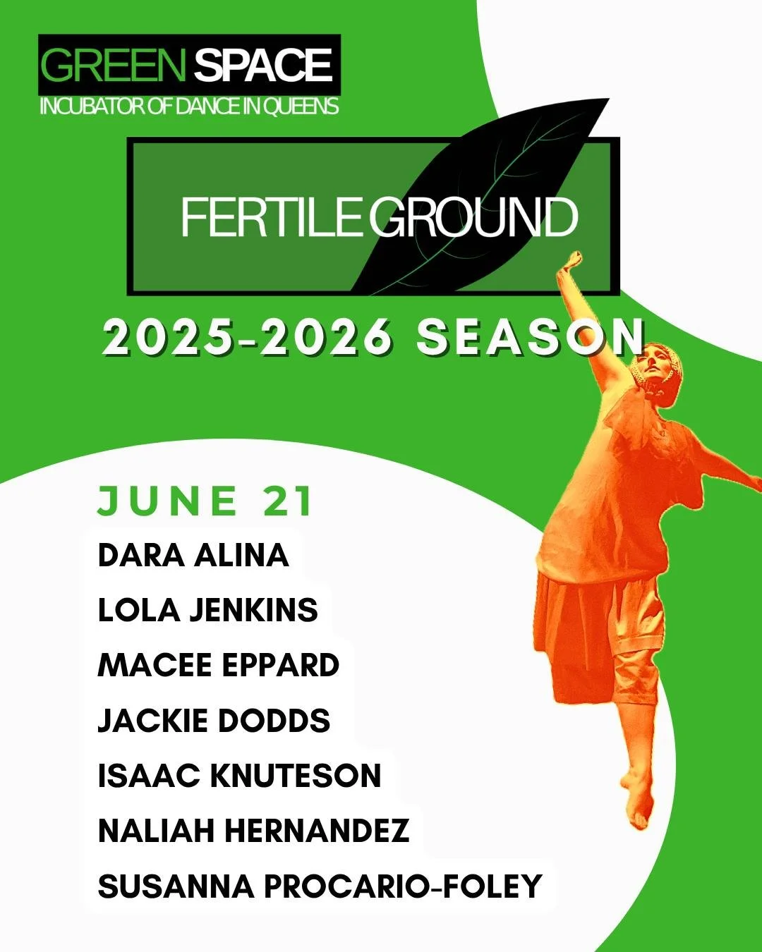 Fertile Ground: New Works Showcase - June 21st at 7:00 PM. 
Featuring: 
Dara Alina @Daraalina_
Lola Jenkins @lolarosejenkins
Macee Eppard @Macee.eppard
Jackie Dodds @jackiedodmakes
Isaac Knuteson @Isaacknuteson
Naliah Hernandez @naliahhernandez
Susan