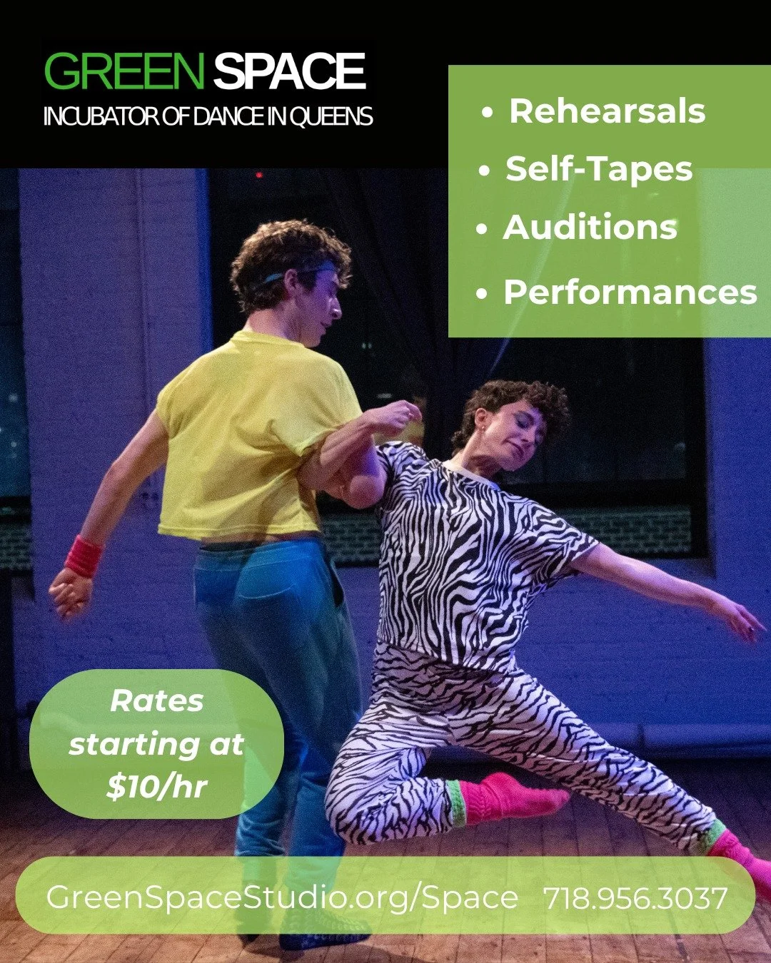 Green Space is open all summer to host your rehearsal, class, event, and more! Check out our public rentals calendar on our website (link in bio) and snag your space before we fill up. Rates start at just $10/hr.