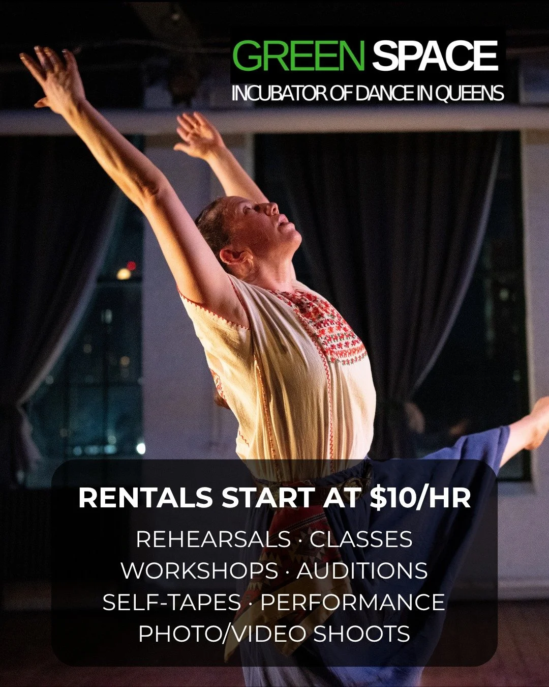 Book your rehearsal, workshop, or event with Green Space today! Check availability at via link in bio.